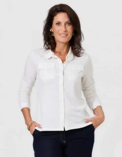 T-shirt boutons écru