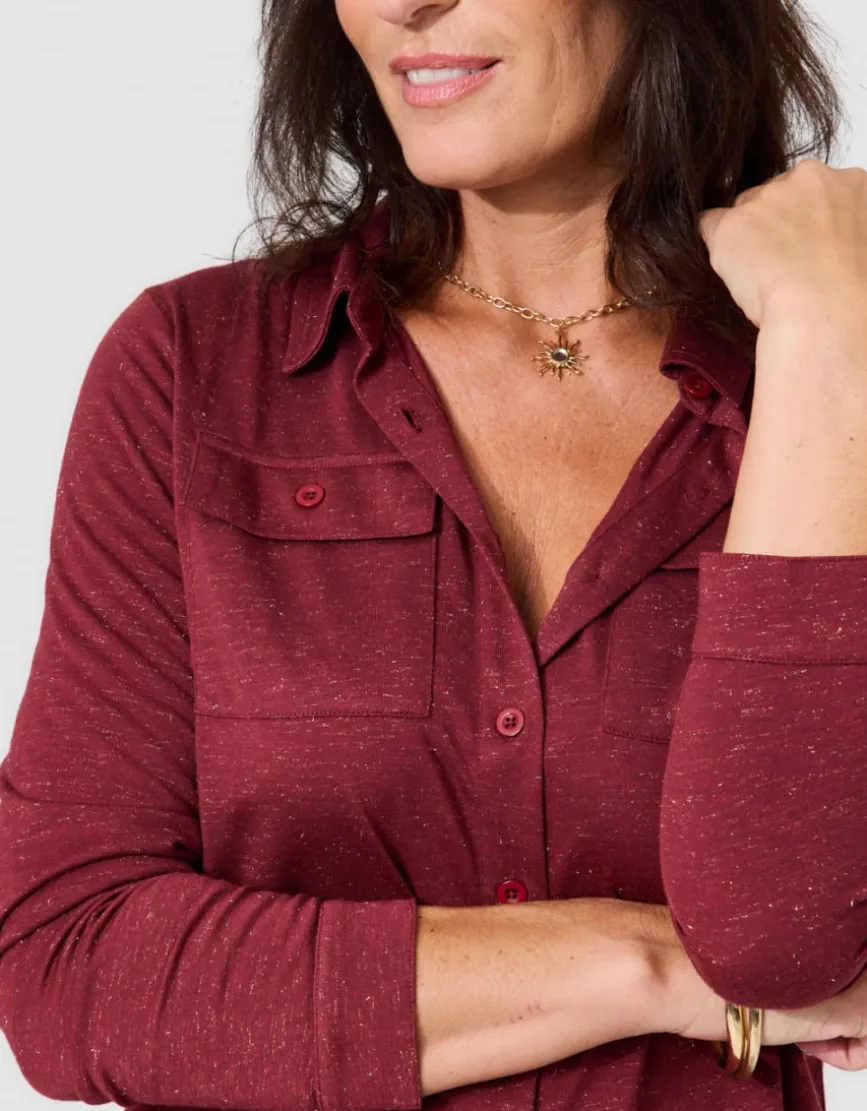 T-shirt boutons rouge