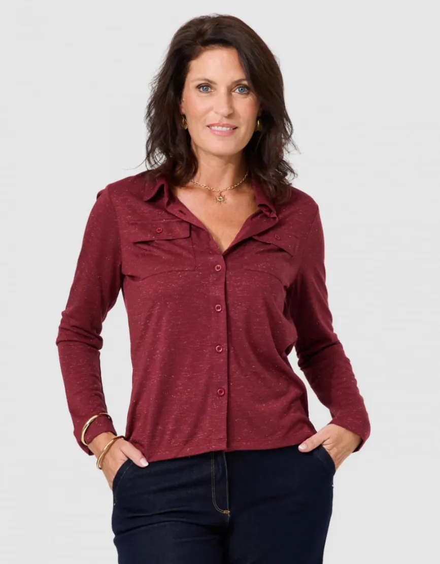 T-shirt boutons rouge