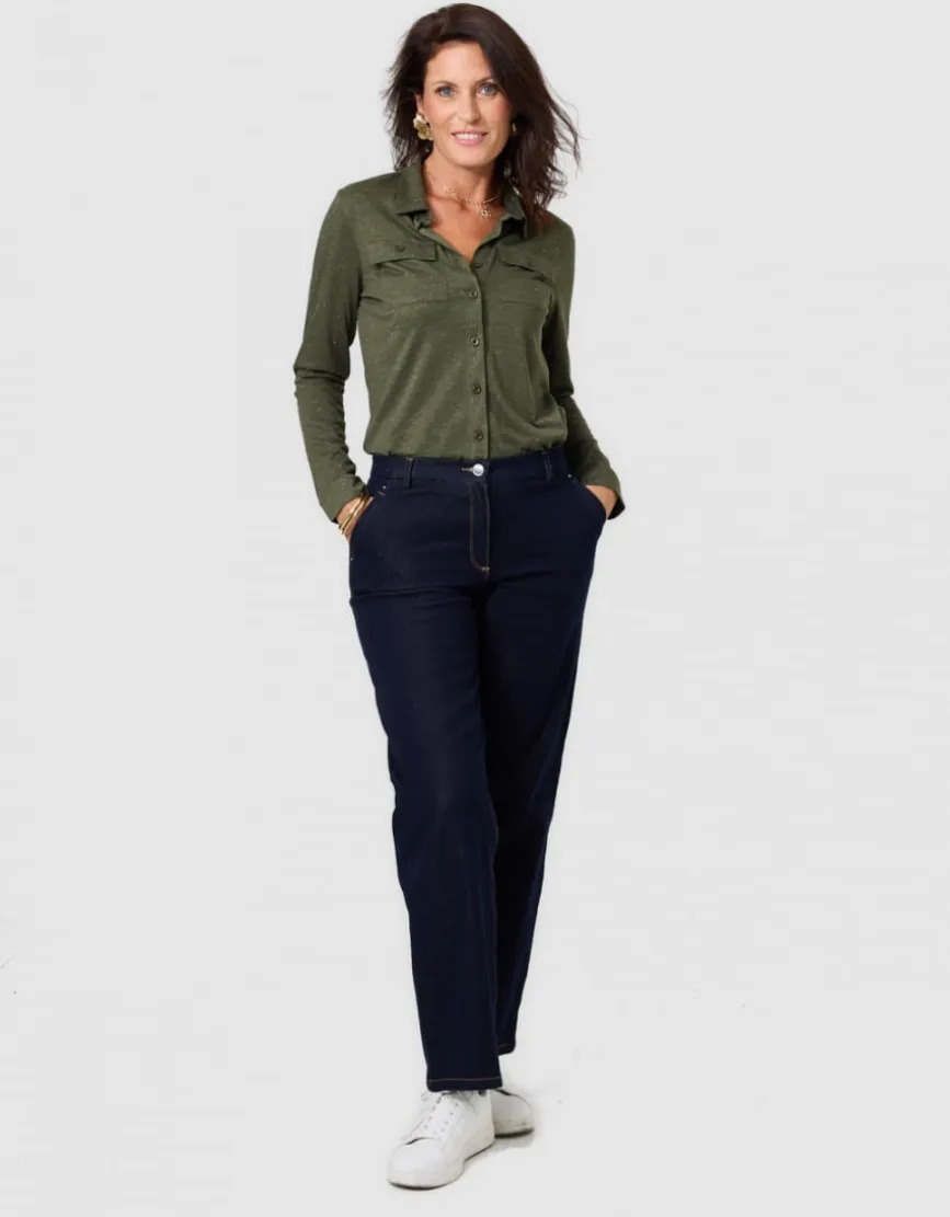 T-shirt boutons vert kaki