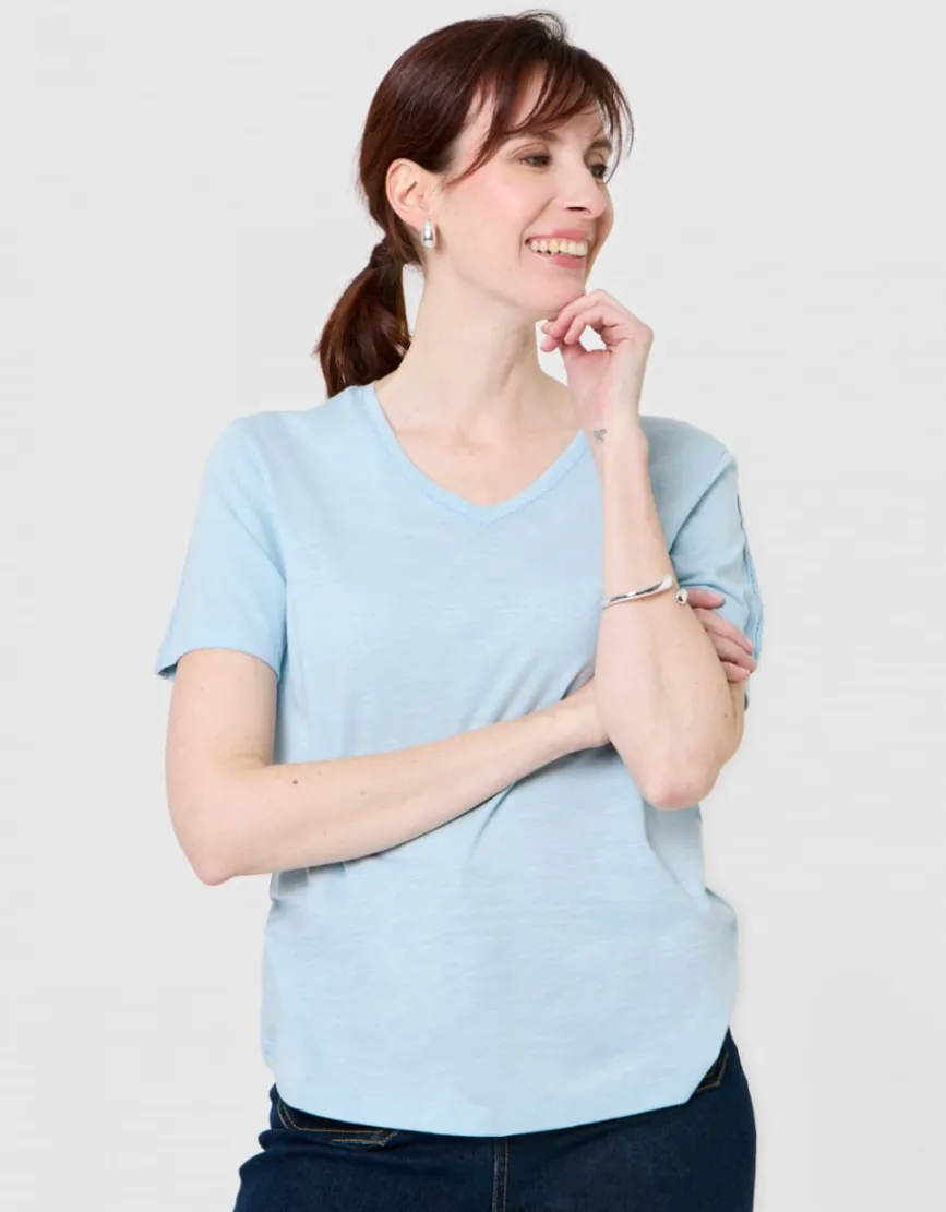 T-shirt coton bleu clair