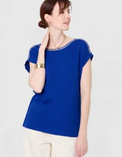 T-shirt coton lin bleu