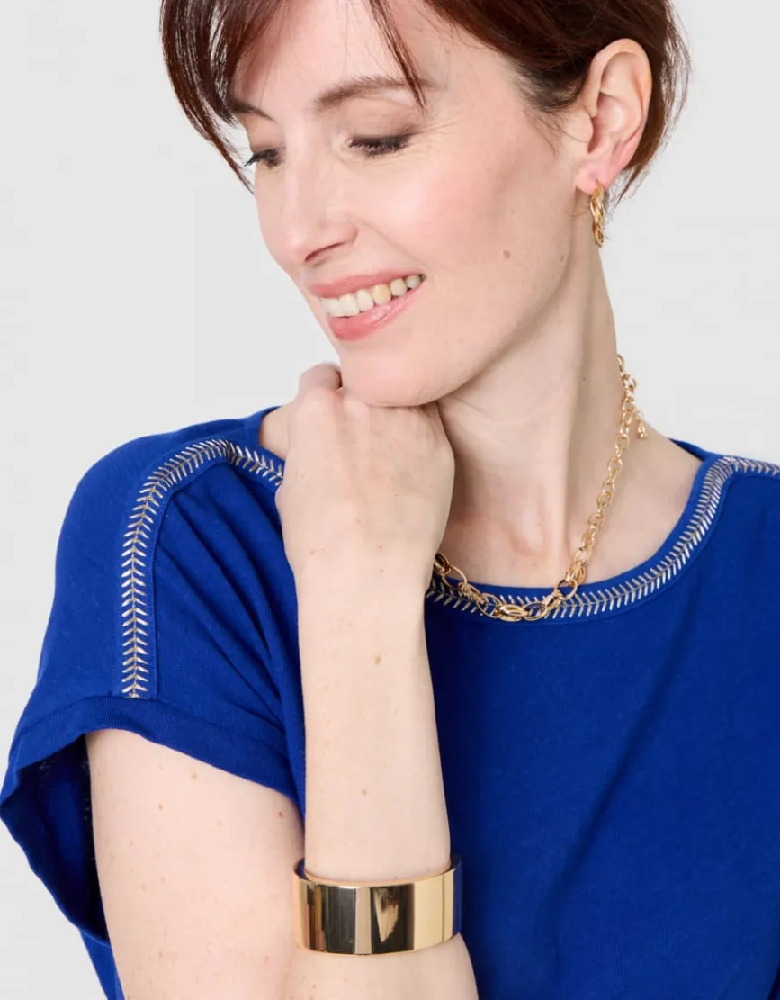 T-shirt coton lin bleu