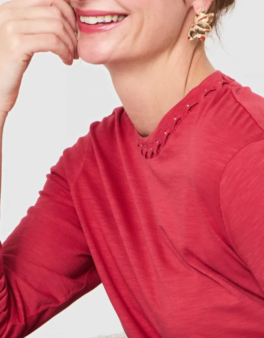 T-shirt coton modal rouge
