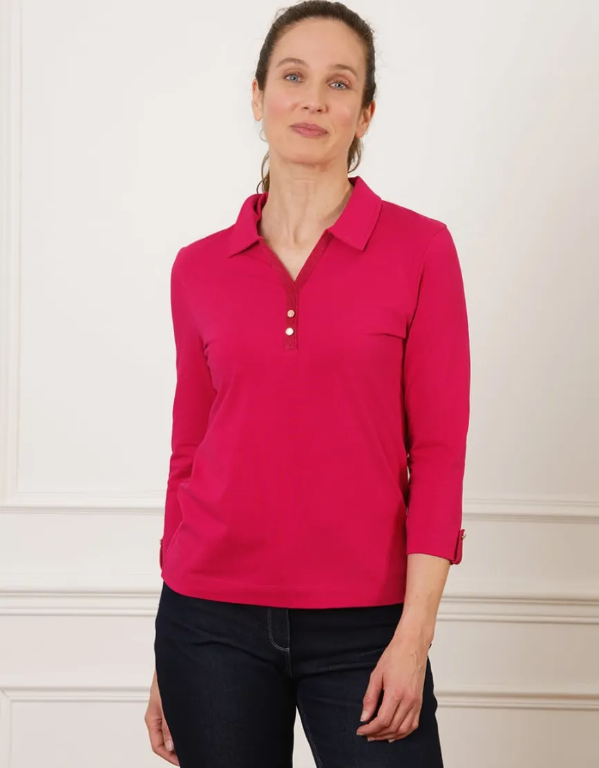T-shirt coton polo rose