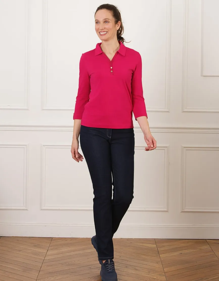 T-shirt coton polo rose