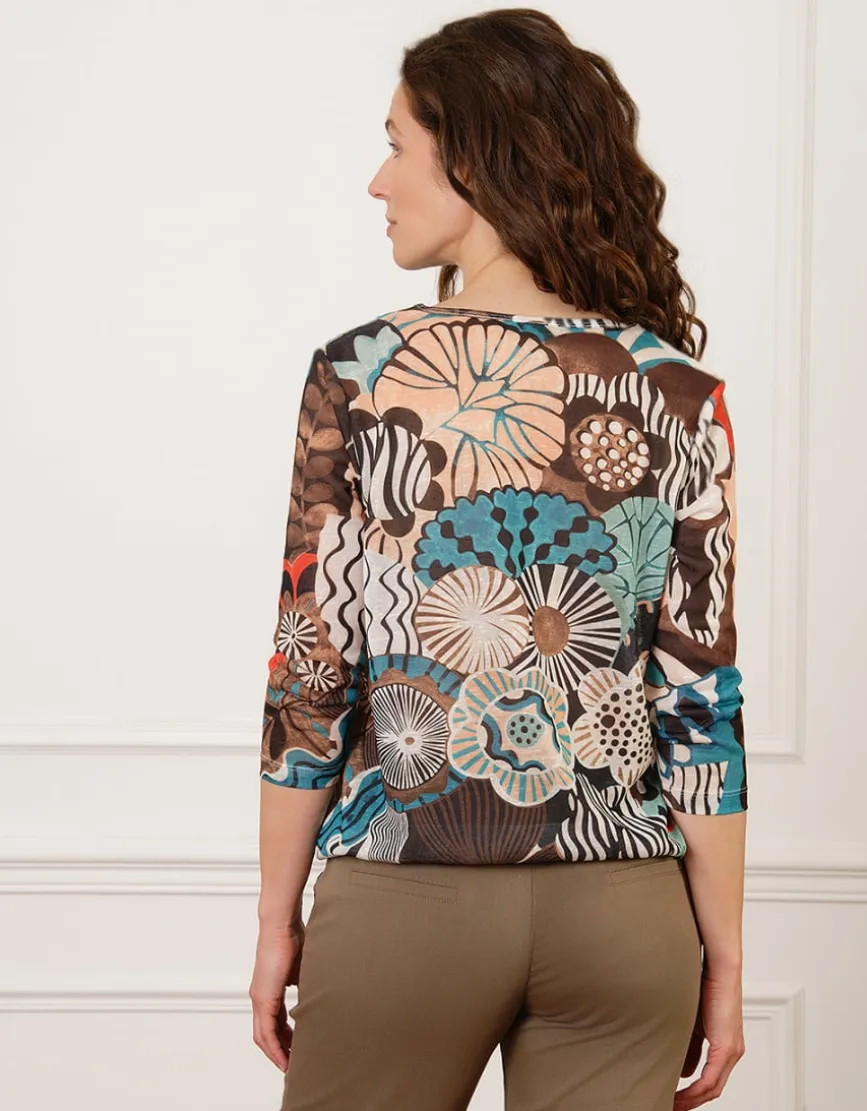 T-shirt fleur marron