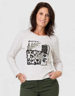 T-shirt imprimé beige