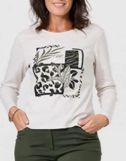 T-shirt imprimé beige