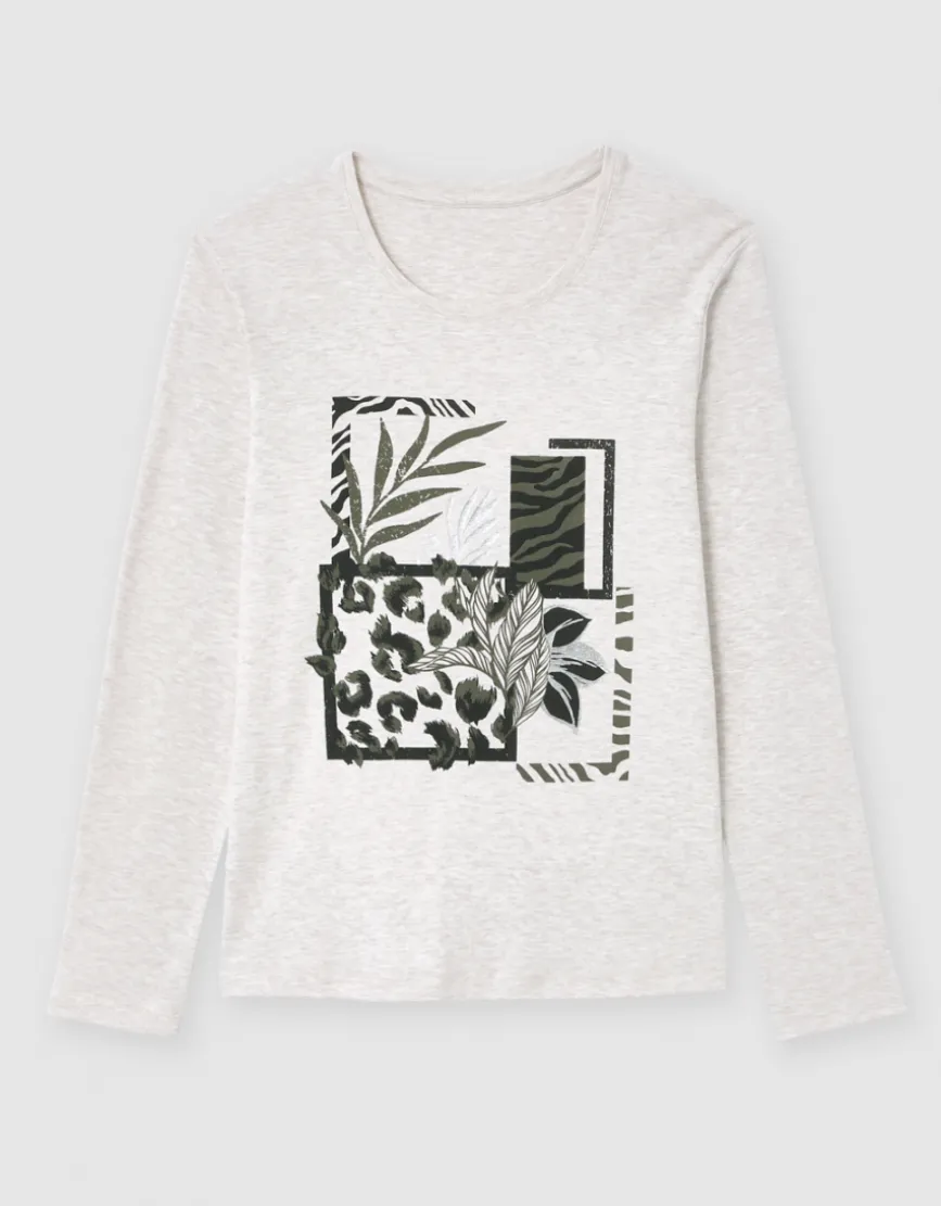 T-shirt imprimé beige