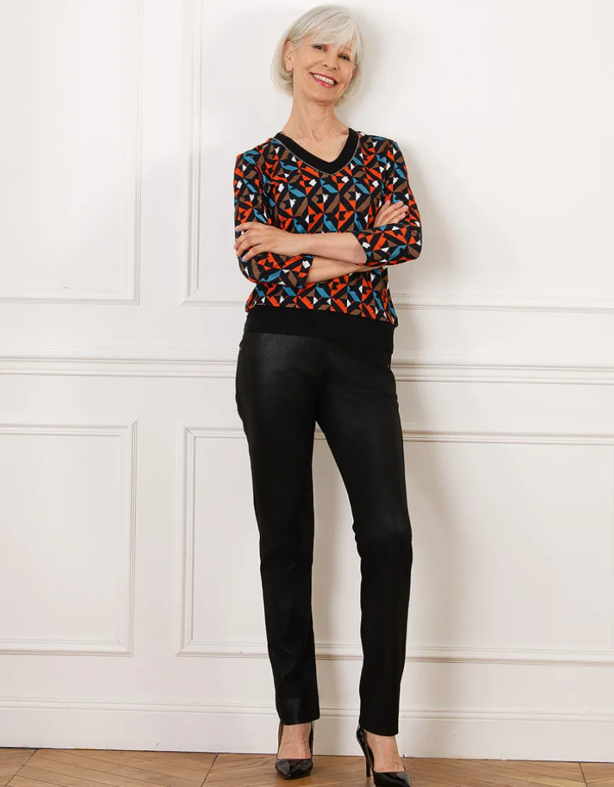 T-shirt noir motif rouge