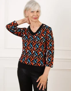 T-shirt noir motif rouge
