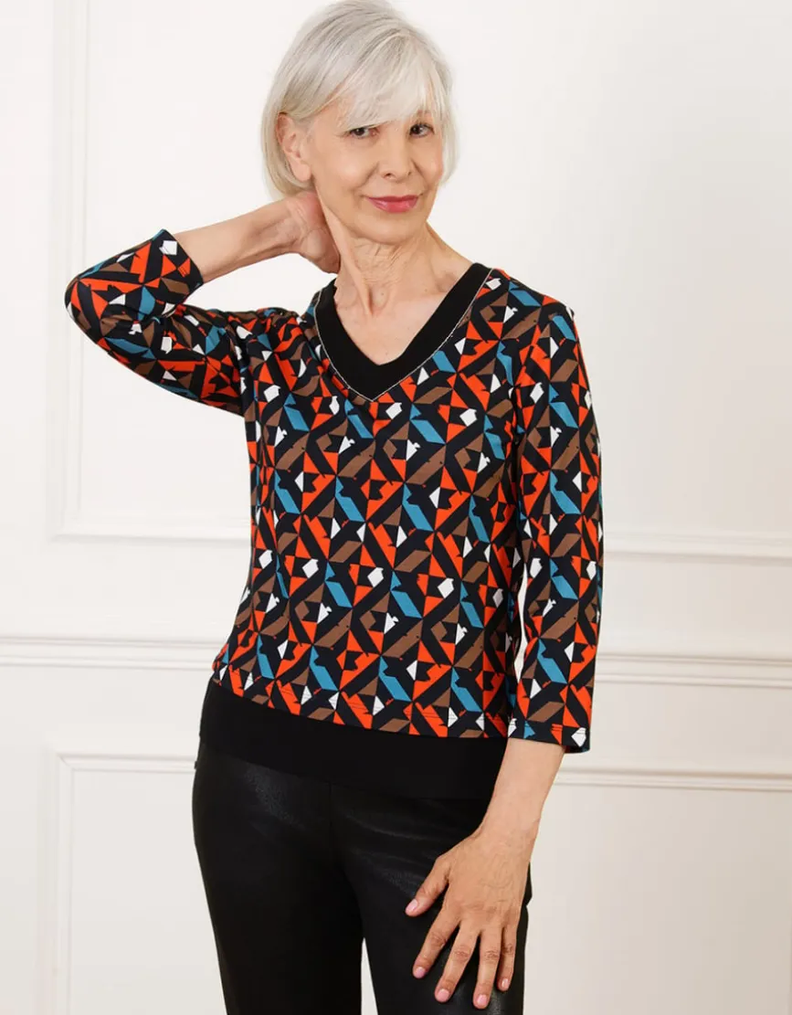 T-shirt noir motif rouge