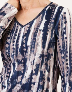 T-shirt V doux motif bleu