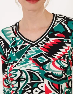 T-shirt vert motif noir