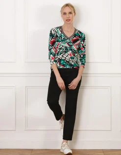 T-shirt vert motif noir