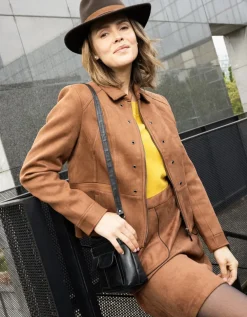 Veste chic suédine camel