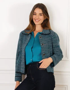 Veste courte chic bleu