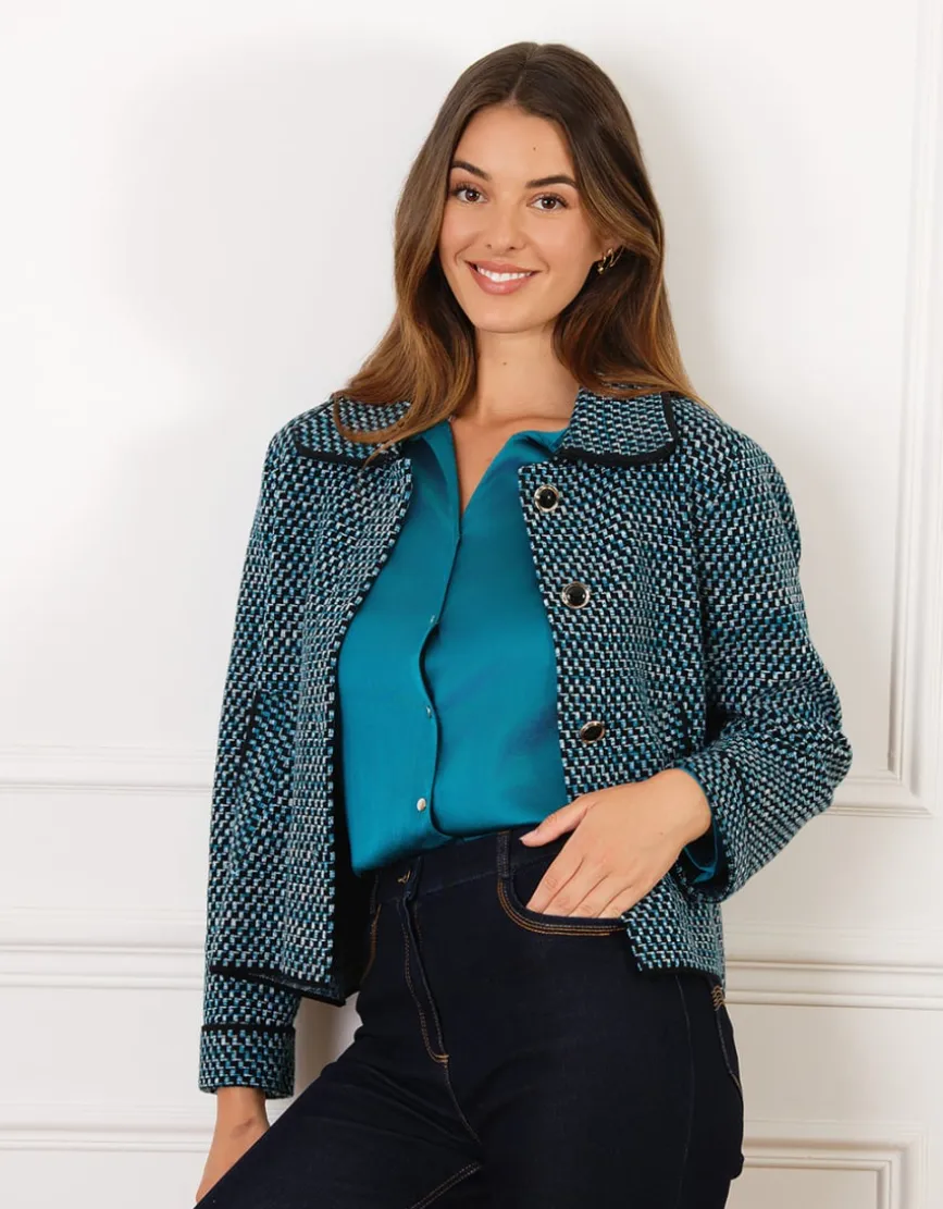 Veste courte chic bleu