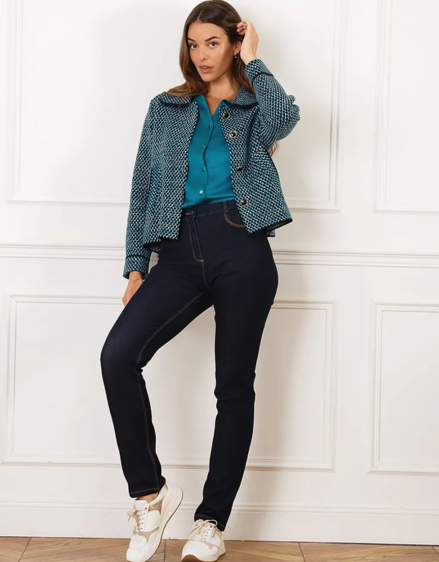 Veste courte chic bleu