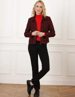 Veste courte tweed rouge