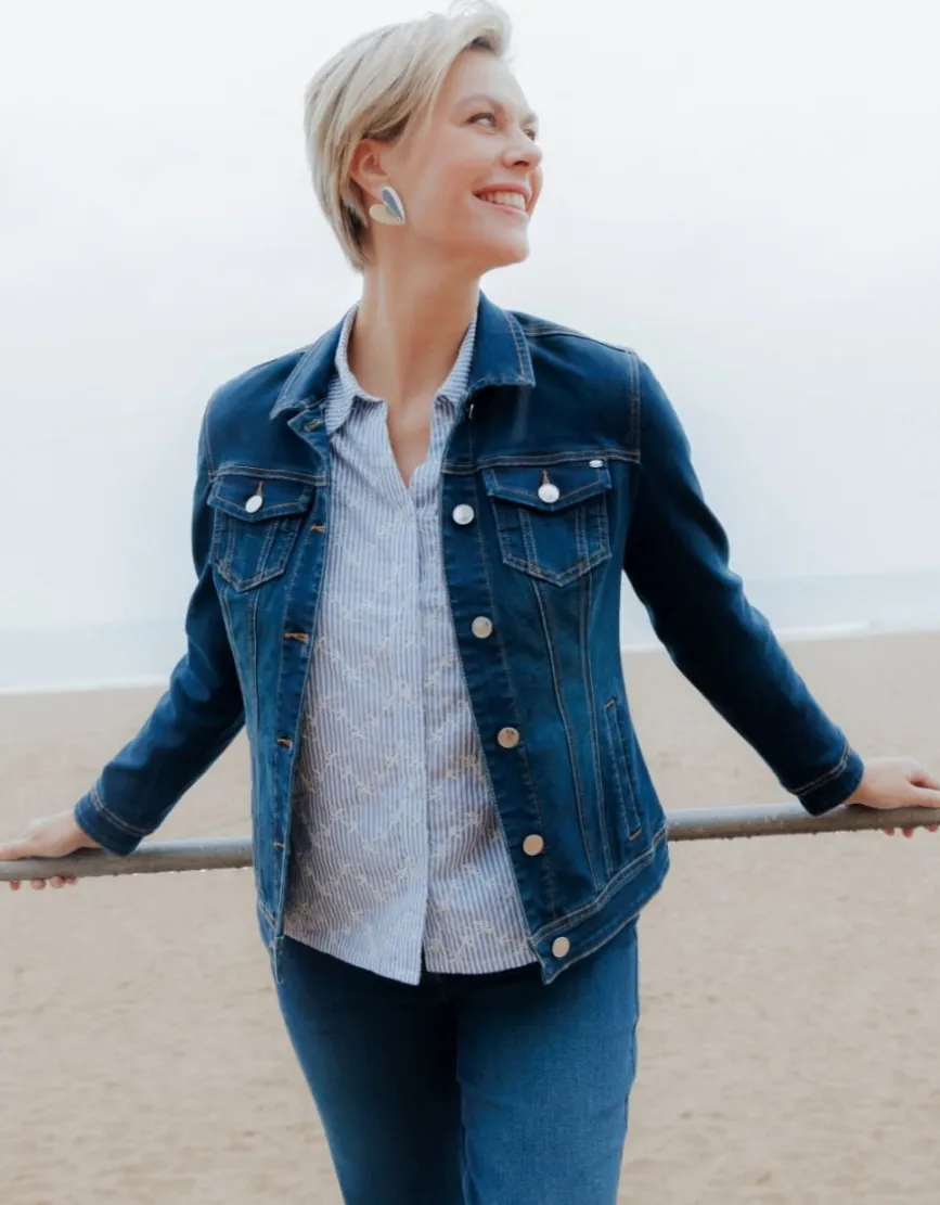 Veste jean coton bleu